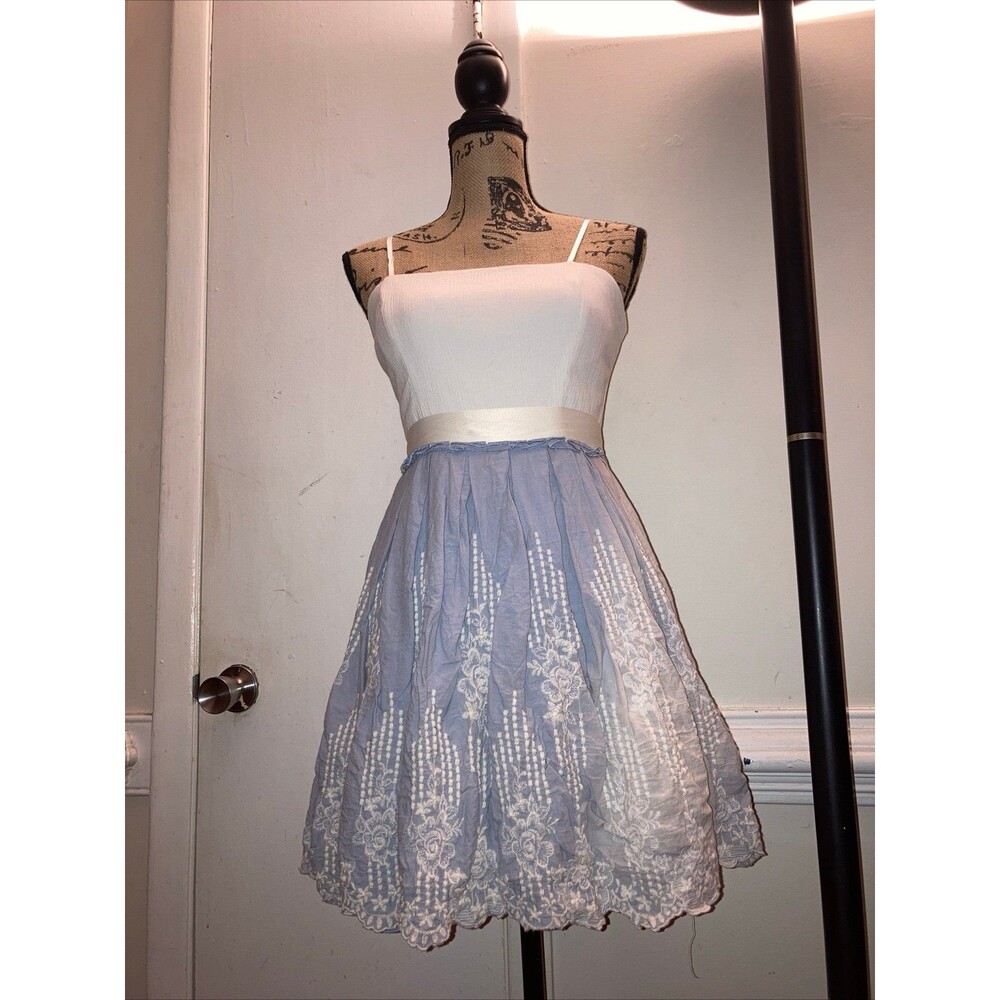 Textured Cotton Blue OmbrΓ© Cocktail Party Dress Ladies Unique Womens Medium Jrs